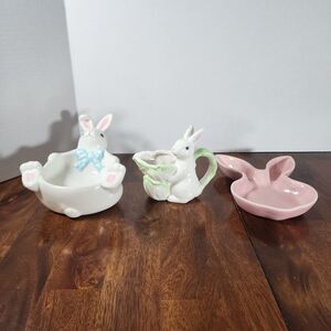 Easter Ceramic Bunny Themed Serving Dishes